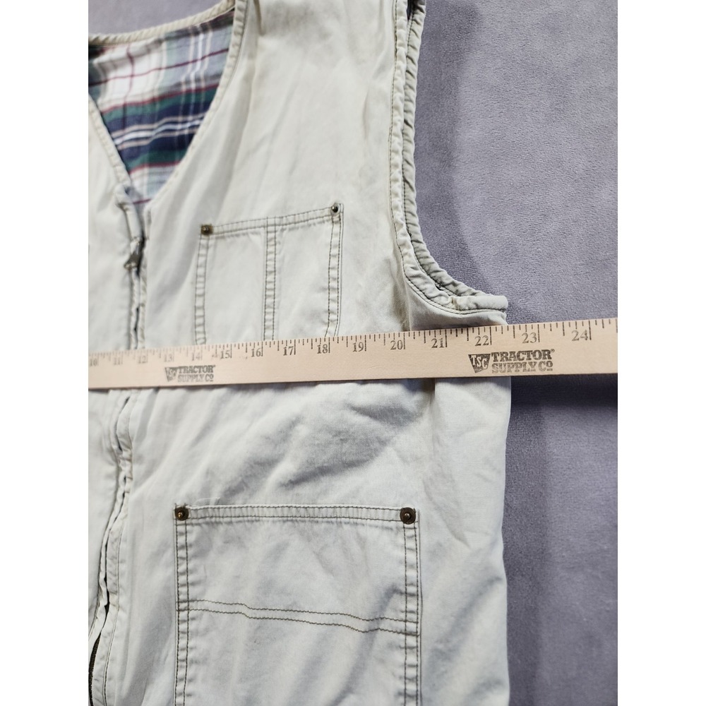 Vintage 90s L.L. Bean Reversible Vest XL Beige Plaid Outdoor Pockets Mens XL - Picture 5 of 6